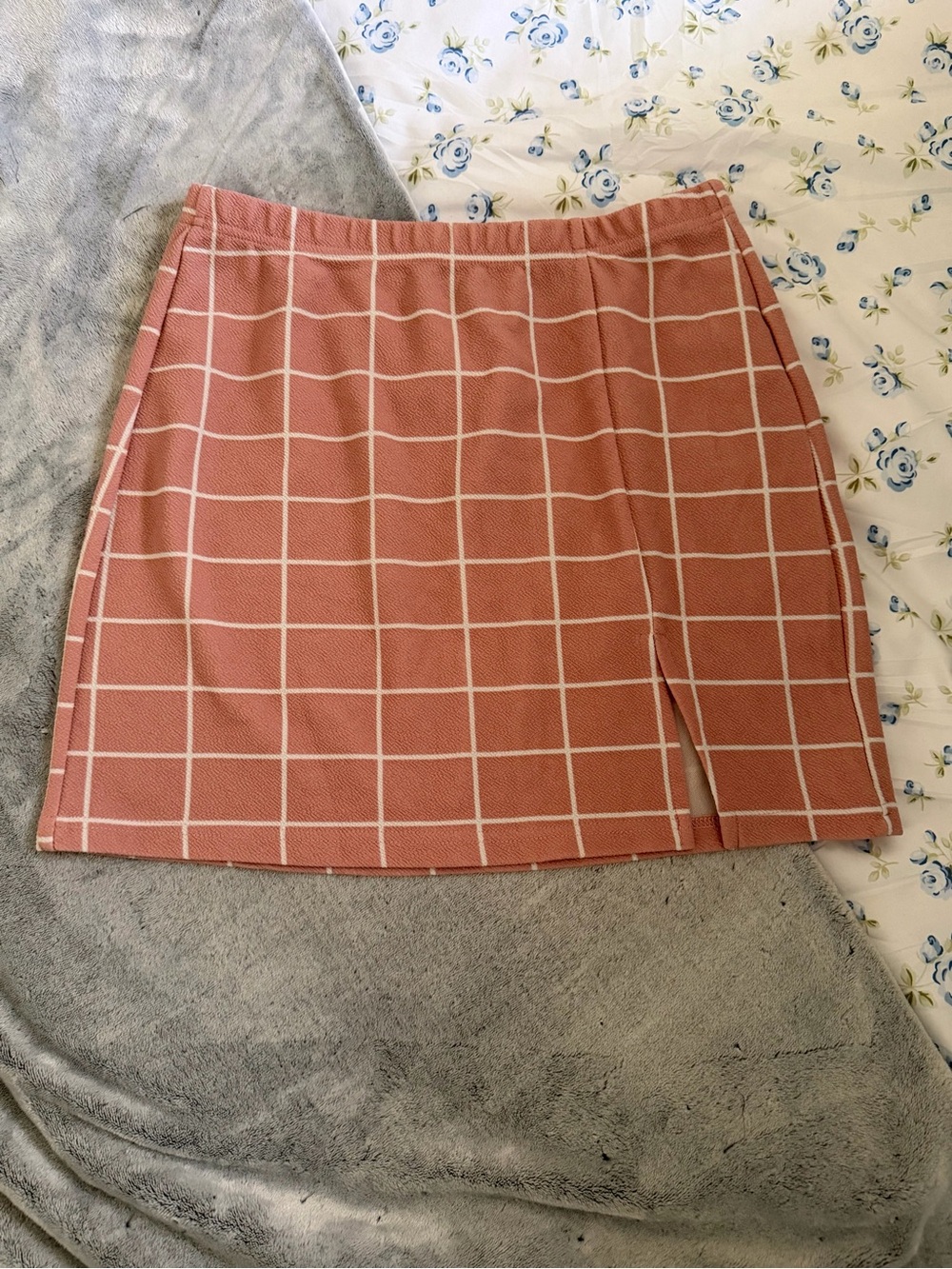SHEIN Dusty Rose Windowpane Mini Skirt